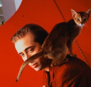 Nicolas Cage and His Cat --- Image by © Mark Hanauer/Corbis